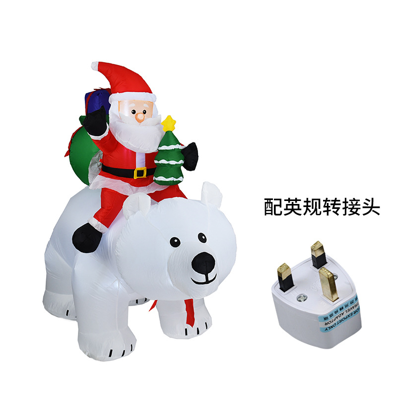 Transfronterizo Amazonas decoración navideña osos blancos inflables Santa Claus montar osos
