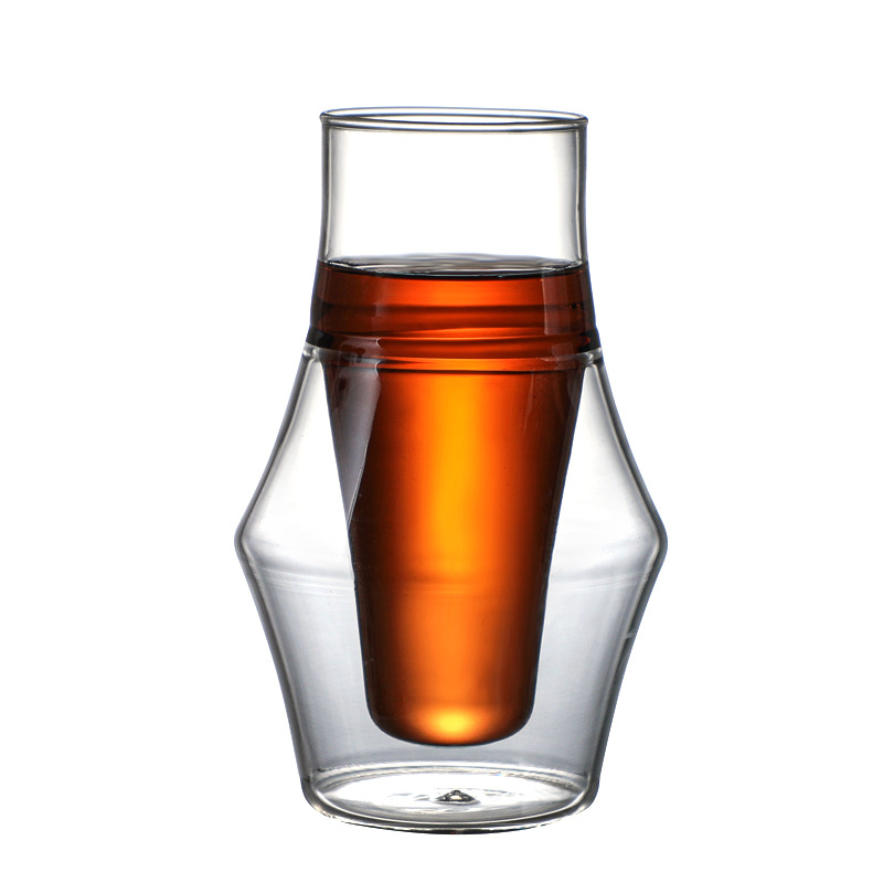 Los fabricantes suministran nuevos de doble capa de una sola boca taza de café compartir olla traje de vidrio de borosilicato resistente al calor en stock