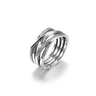 Diphne Panjia s925 silver bracelet Sterling silver ring Diamond-inlaid five-layer surround ring creativity