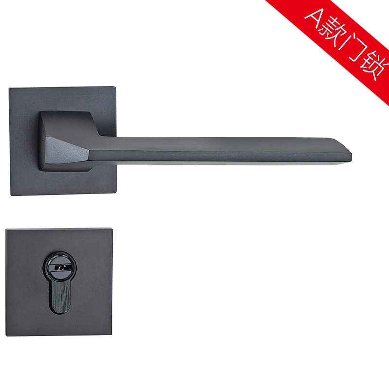 Luz al por mayor de lujo dividida interior Hogar Universal Negro gris dormitorio mudo manija interior cerradura de la puerta de madera