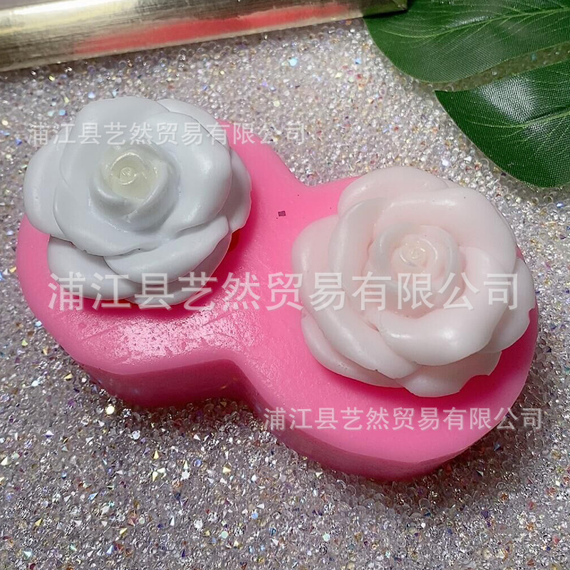 DIY cristal epoxi doble Rosa flor silicona molde fondant molde epoxi yeso decoración de la tabla accesorios decoración del molde