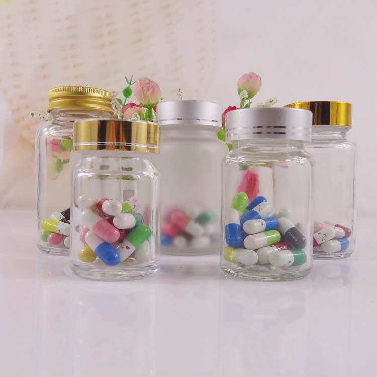 厂家直销精白料100ml玻璃瓶玛卡虫草胶囊瓶西洋参片剂玻璃瓶带盖