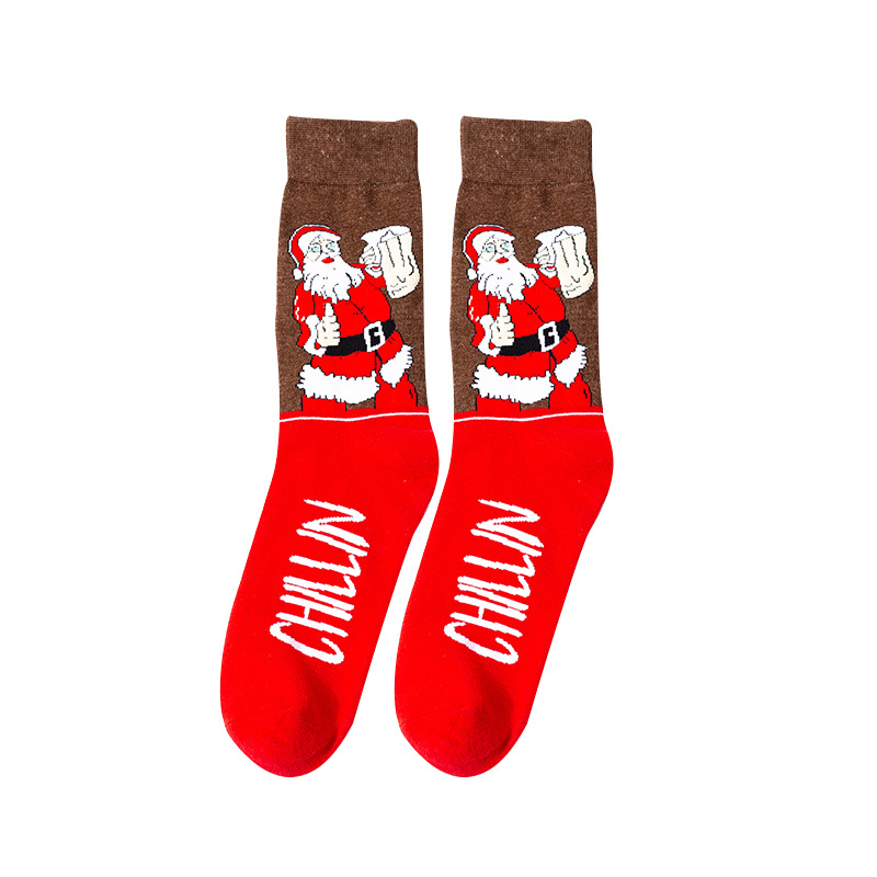 Calcetines de Navidad divertidos Santa Claus personalidad alta-top calcetines de los hombres de moda calcetines de Halloween