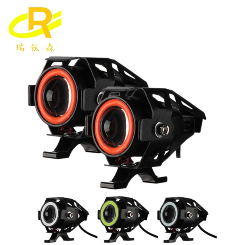 Faro LED de motocicleta ojo de ángel 12V Mini U7, luz antiniebla de conducción