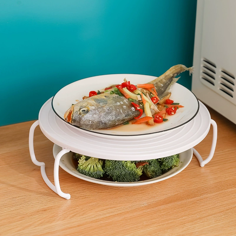 Microwave Foldable Layered Steamer, Round PP Kitchen Shelf, 23.5×8.3 cm, White