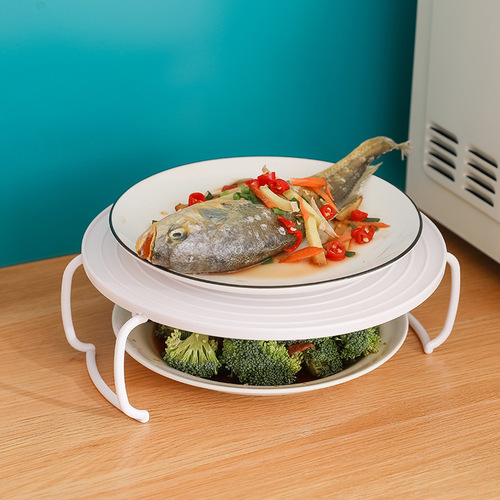 Creative microwave meal heating layered steaming rack foldable kitchen round storage rack wish Amazon new