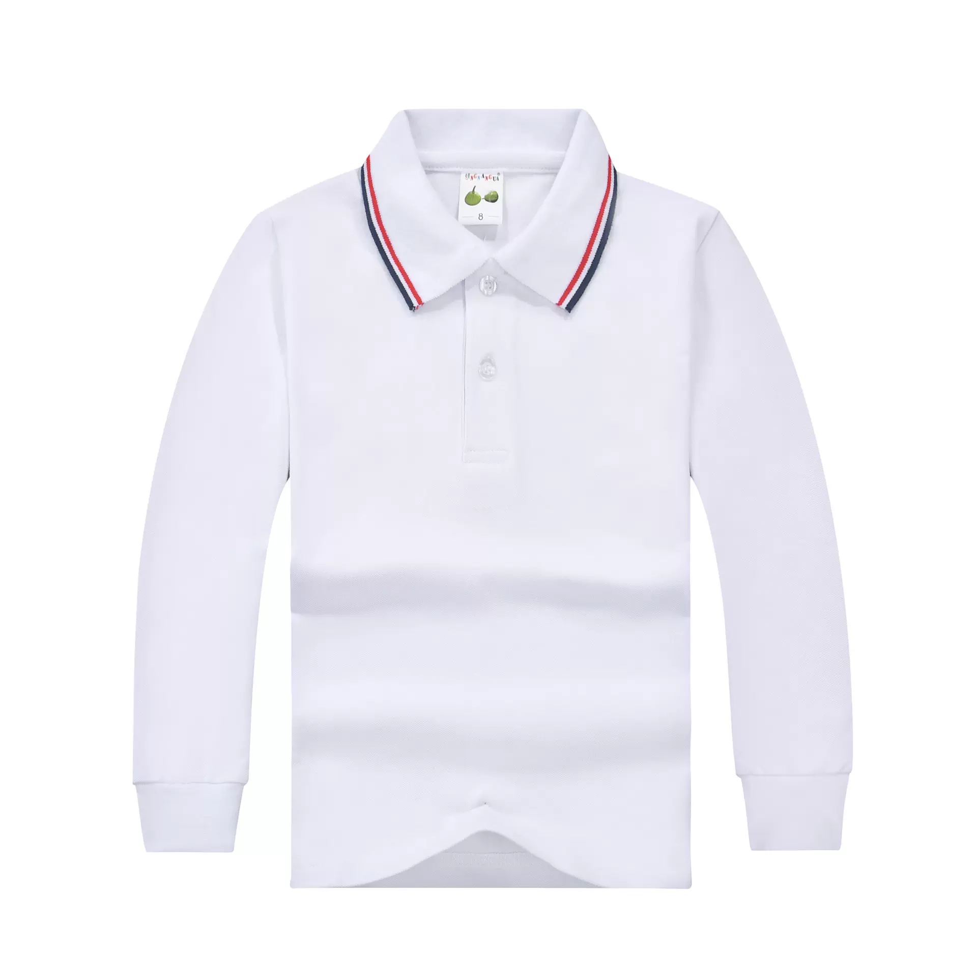 儿童polo衫男童白t恤长袖纯棉宝宝翻领T体恤加绒厚白色女童打底衫