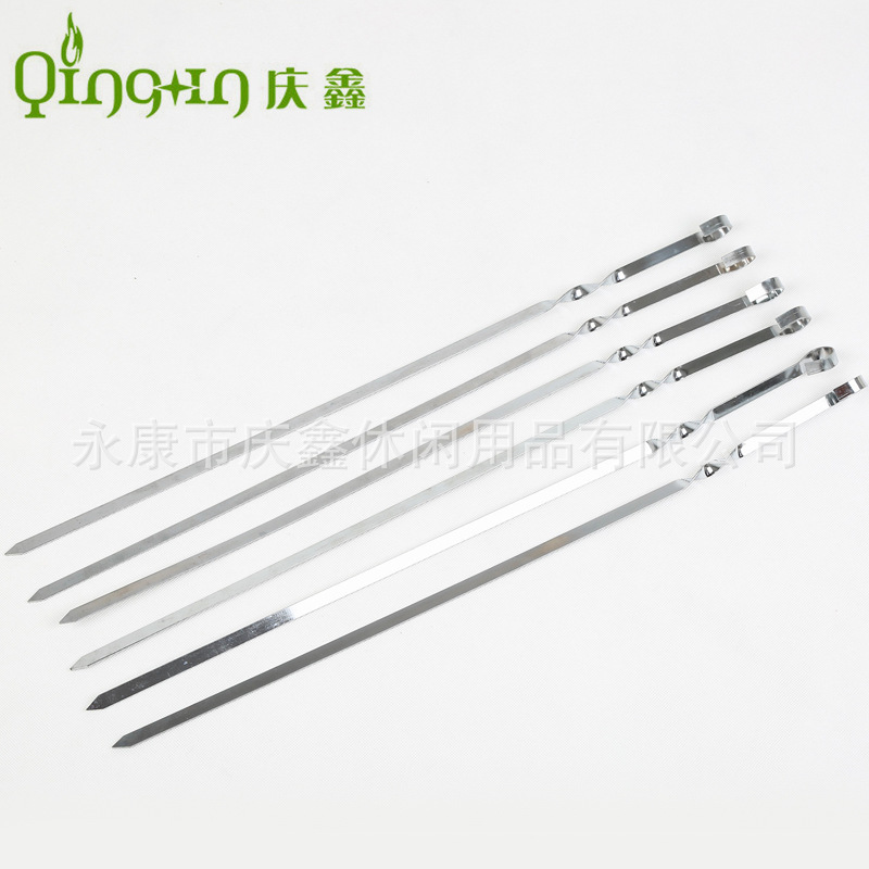 Fuente fabricante 48cm seis agujas planas barbacoa carne pinchos palos planos herramientas de barbacoa agujas planas