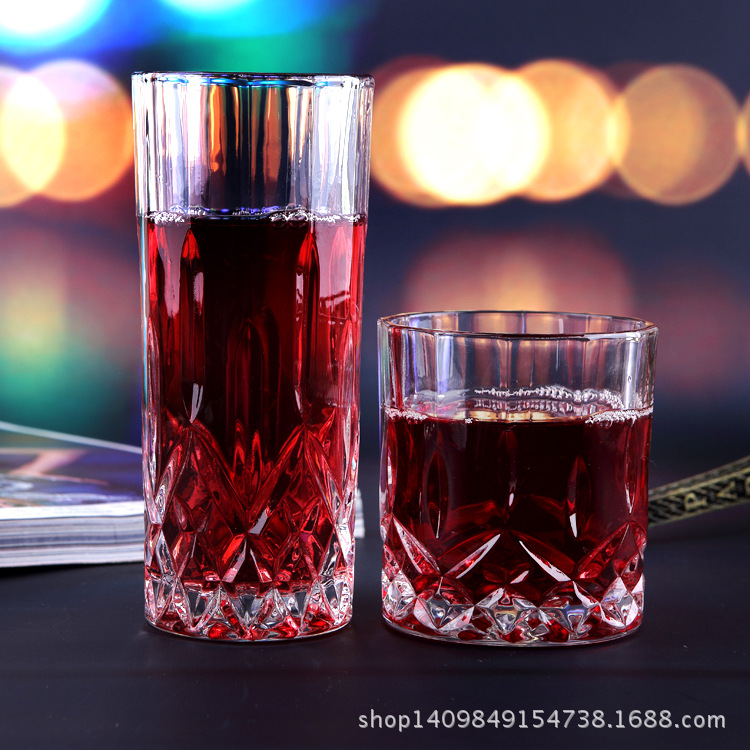 无铅玻璃钻石水杯威士忌酒杯厂家直销超低价现货促销批发刻花杯