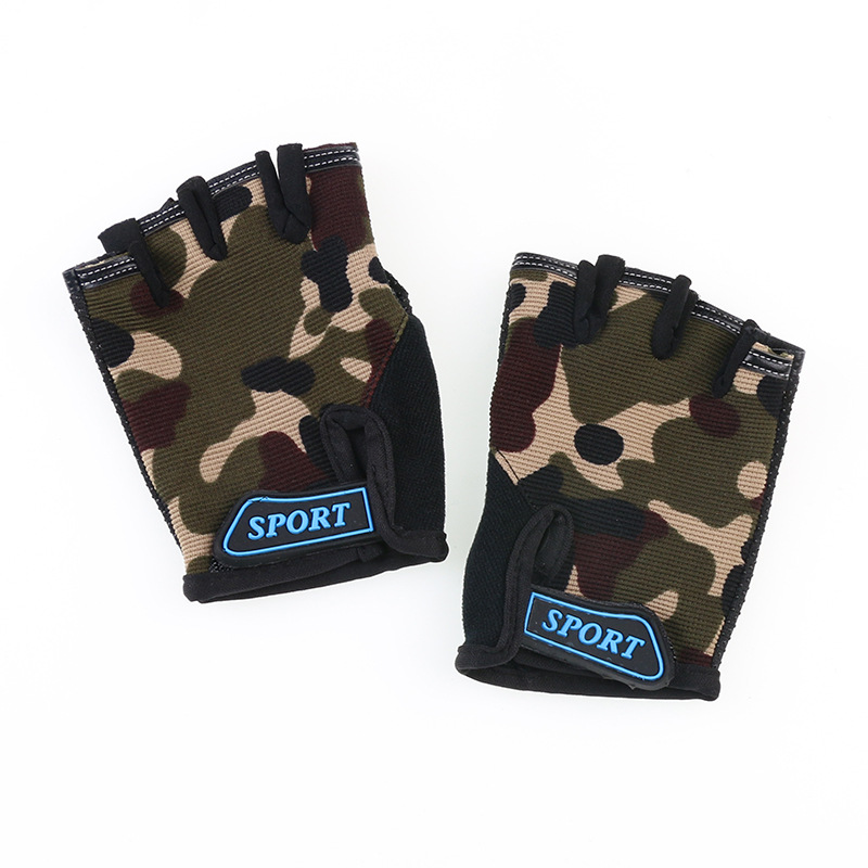 Guantes de medio dedo para niños estudiantes guantes de moda transpirable para montar al aire libre patinaje sobre ruedas bicicleta de montaña bicicleta guantes de dedo de fuga
