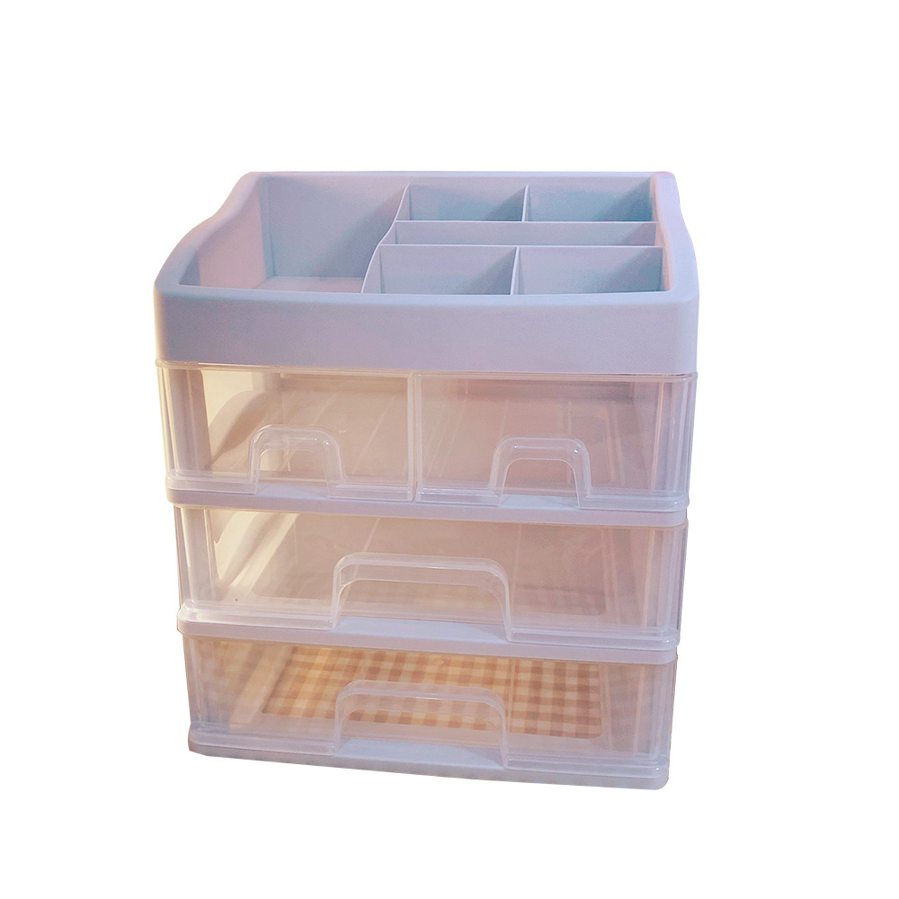 Caja de cosméticos de estilo coreano caja de almacenamiento de cosméticos de escritorio cajón de plástico caja de almacenamiento de joyas rack de almacenamiento