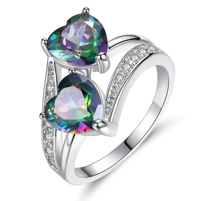 Stone inlay, zirconium heart shaped, fashionable ring, hair accessory, ebay, European style, wish, wholesale