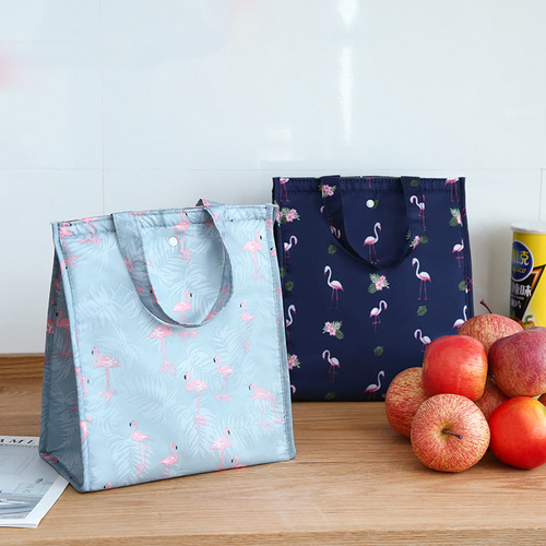 Cross-border portable lunch bag, foldable portable lunch box storage bag, simple flat lunch box bag with rice for work
