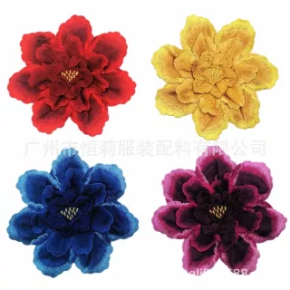 重工民族风绣花 水溶刺绣领花 3D立体层叠刺绣牡丹花 服装辅料