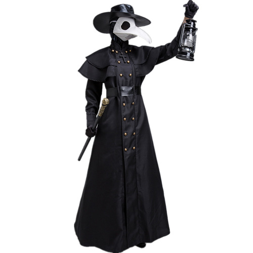  new Halloween costume medieval punk European and American doctor cosplay costume priest black robe costume