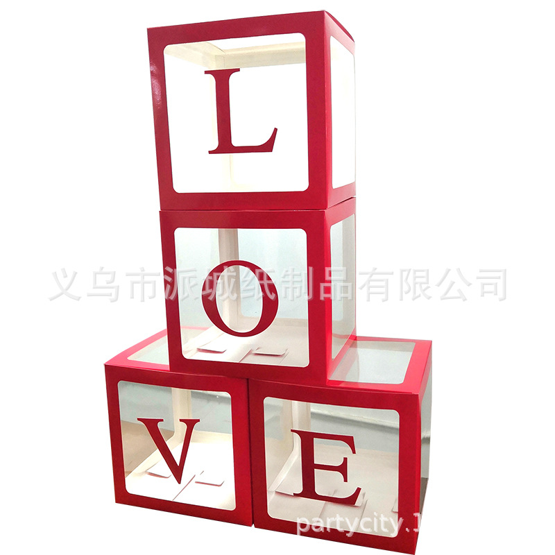 Ins Internet Celebrity caja transparente Cumpleaños de un año del bebé 26 letras graduación decoración de la boda BABY Balloon Box