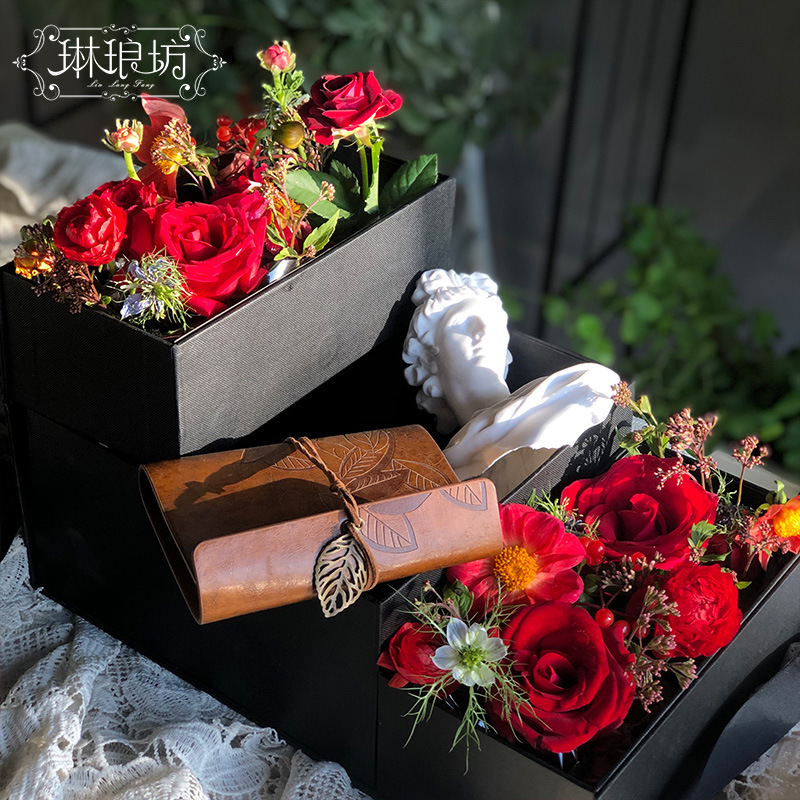 Festival de Medio Otoño Día Nacional flor pastel de Luna caja de regalo caja de Ethernet cuadrado estilo chino plegable caja de flores diseño floral regalo festivo