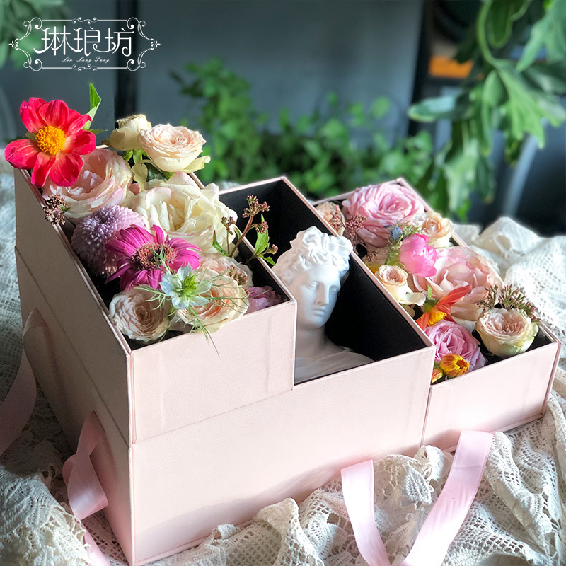 Festival de Medio Otoño Día Nacional flor pastel de Luna caja de regalo caja de Ethernet cuadrado estilo chino plegable caja de flores diseño floral regalo festivo