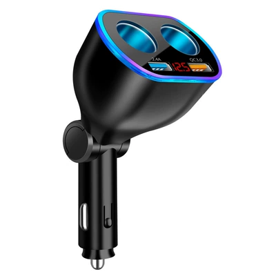 New Halo Digital Display Cigarette Lighter Super Fast Charging Car Charger One-To-Four Pd Qc3.0 Multifunctional Car Charger (Mobil şarj cihazları) - qc30-24aopp-bag-c118