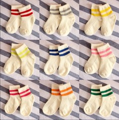 A901 Children's Socks Wholesale, Kids Socks, Korean Cute Matchy-Dress Double Striped Short Socks Trendy