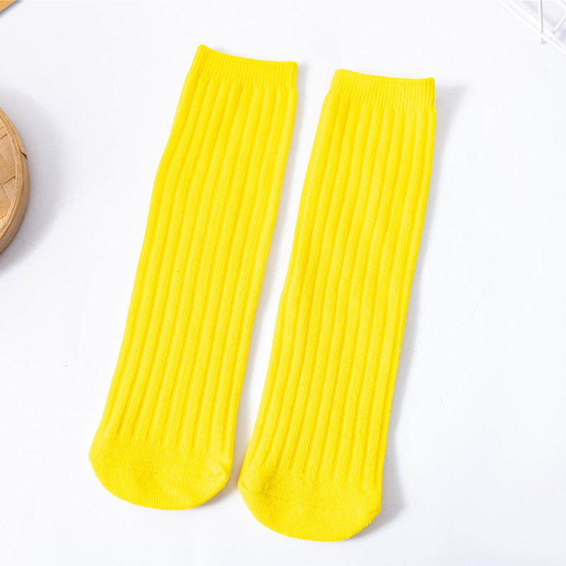 Calcetines de pila para NIÑOS Calcetines rectos sin tacón doble aguja a rayas a media pantorrilla niños grandes color brillante color sólido todo fósforo calcetines para padres e hijos