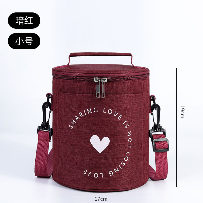 Large Cylindrical Insulated Lunch Bag with Aluminum Foil, Portable Round Lunch Bag for Work