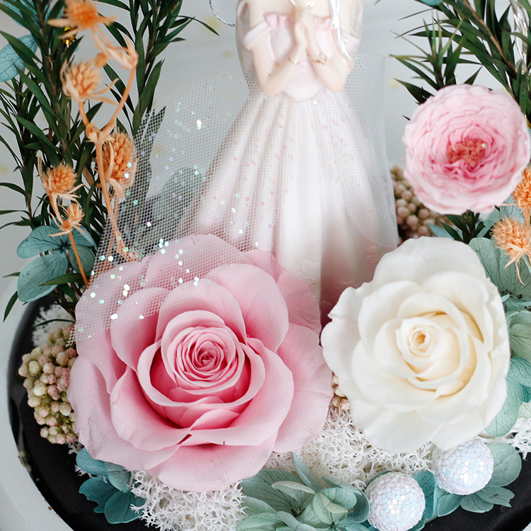 Regalo de cumpleaños para novia, cubierta de cristal con rosa eterna, producto terminado, accesorios de fotografía al por mayor, regalo para amante, Navidad