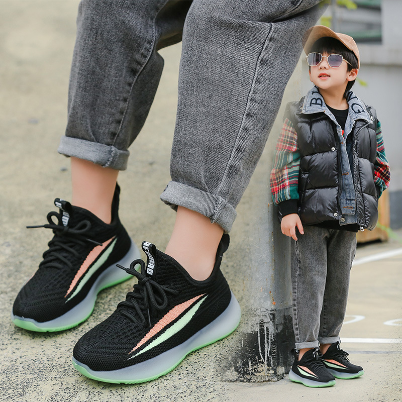儿童鞋2025秋冬季新款飞织亲子椰子鞋男童运动鞋加绒女童棉鞋代发