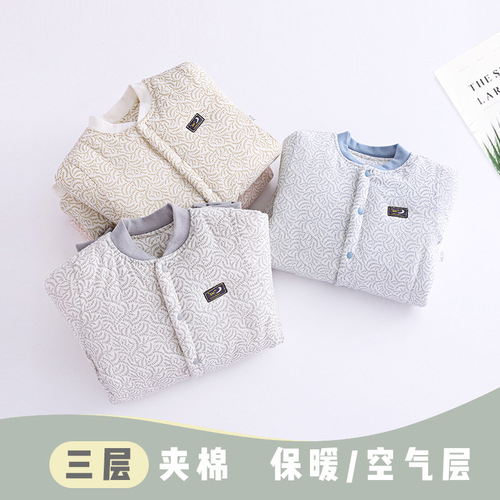 Newborn baby suit with cotton added for warmth, thick cotton clothing, baby cotton-lined jacket set, autumn and winter suit, winter outfit, outerwear sweater