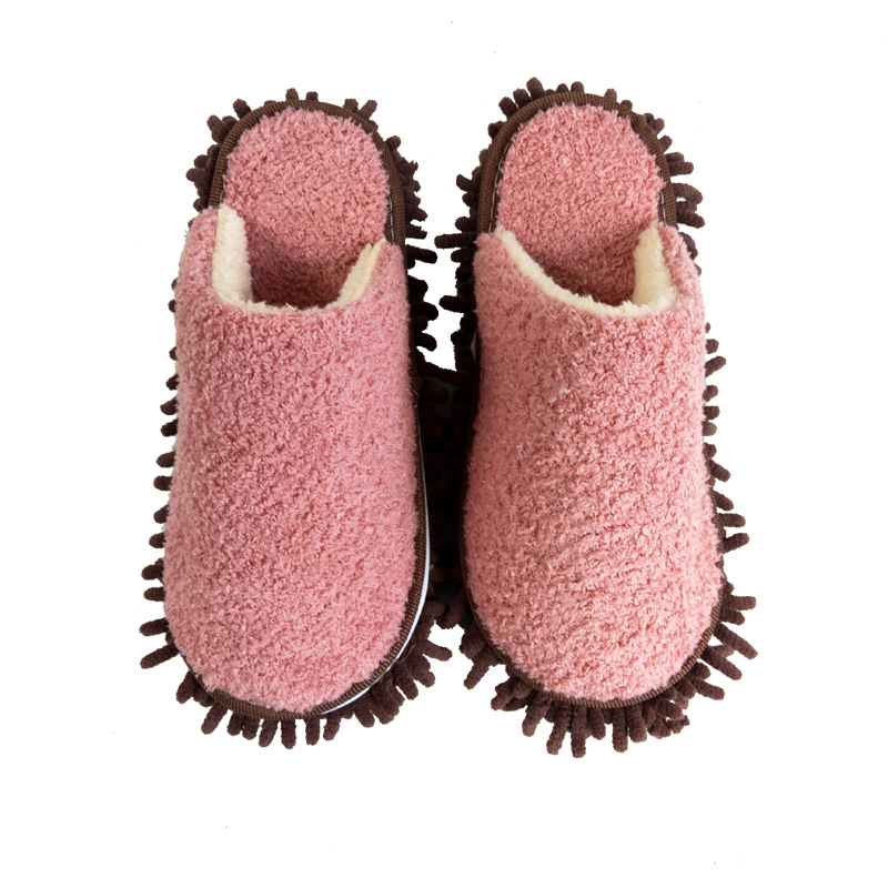 Transfronterizo japonés Corea del Sur simple serie forrada de lana engrosada invierno perezoso trapear zapatillas desmontables image 7
