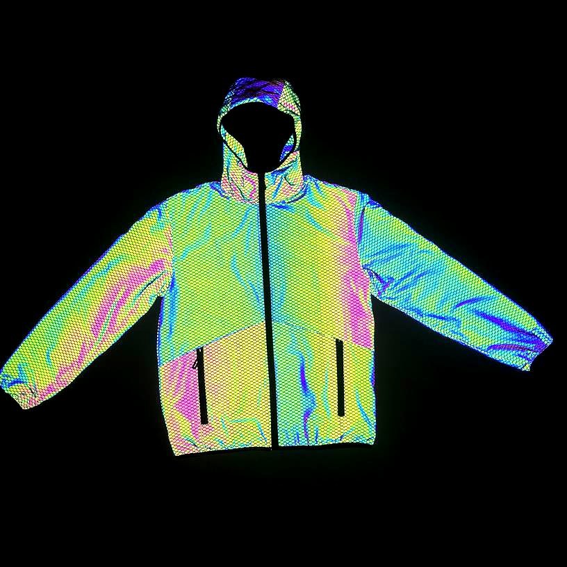Men's Clothing Fashion Fish Scale Pattern Colorful Reflective Jacket_voghion.com