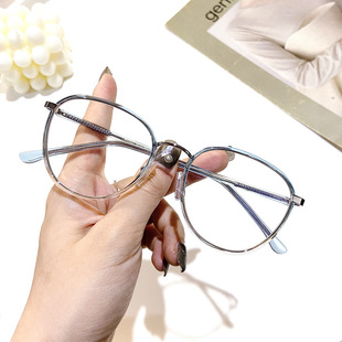 M2027 Korean version of retro slim glasses frame metal TR mixed ferrule frame men's and women's simple flat mirror wholesale