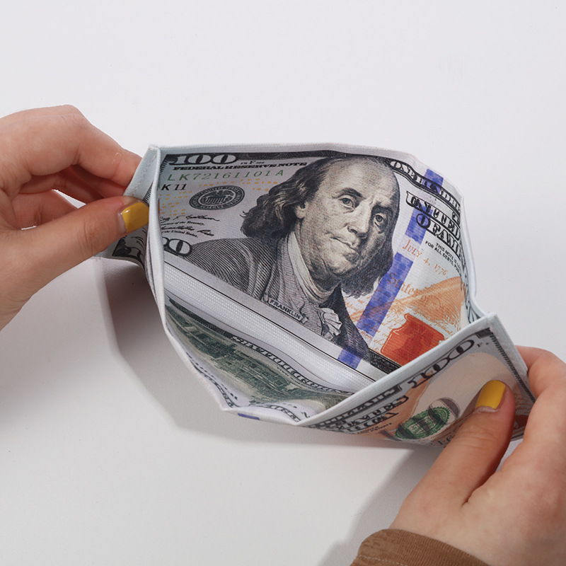 創意女士錢幣錢包複古男士錢夾各國錢印花圖案歐美錢包可定 制