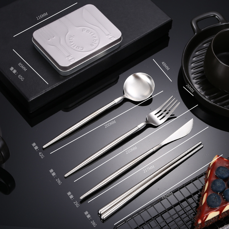 스테인레스 스틸 내츄럴 컬러 4 피스 세트