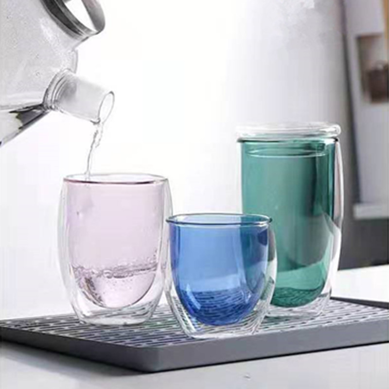 High -borosilic glass double -layer color egg cup home coffee milk…