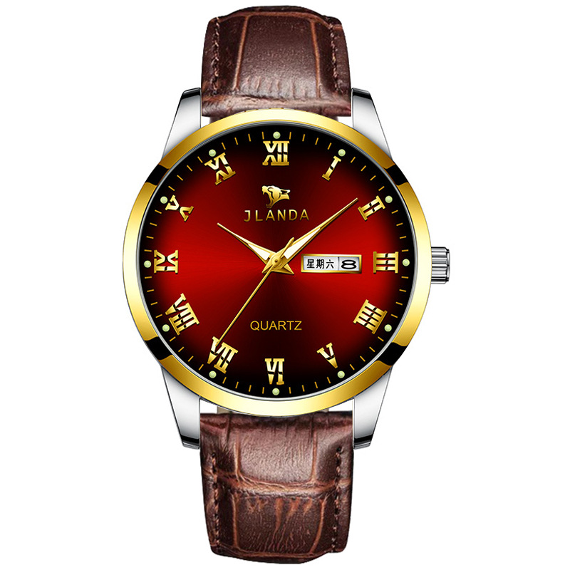 브라운 가죽 골드 레드 남성 J6707G-P