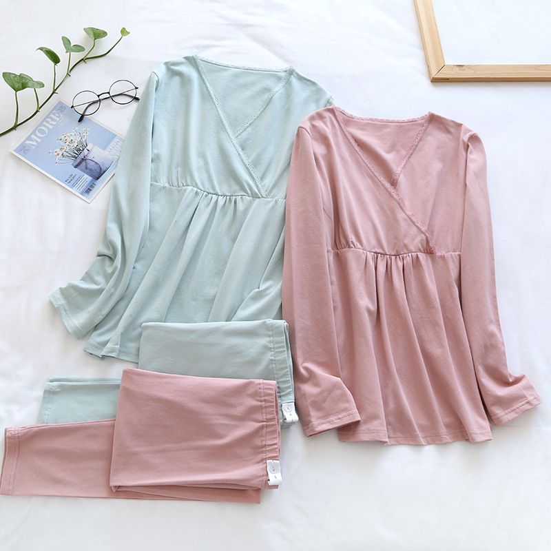 Pregnant women breast-feeding autumn clothing autumn pants autumn and winter cotton pajamas thermal underwear thin large size 180kg postpartum monthly clothing