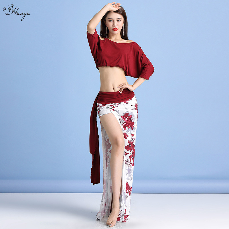 Huayu Belly Dance Costume Women's New Autumn and Winter Sexy Printed Split Practice Costume Oriental Dance suit