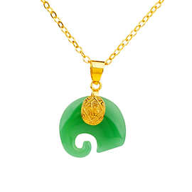 轻奢仿和田玉髓福象吊坠女 精美仿24k黄金网红直播沙金女士首饰品