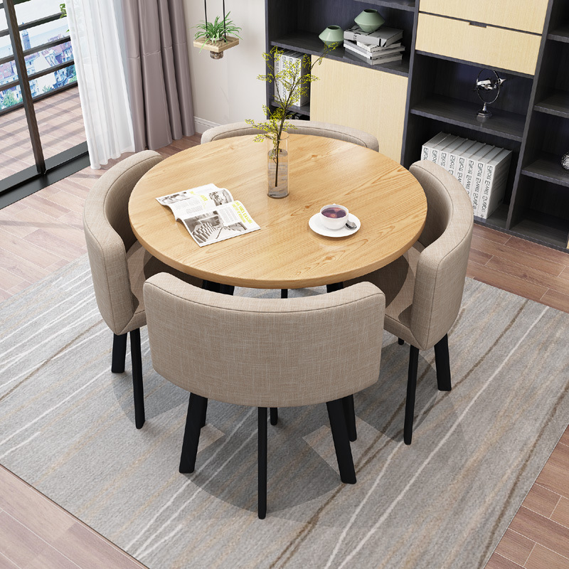 Sales Department Business Reception Negotiation Table and Chair Combination Milk Tea Shop Office Leisure Small Round Table Square Dining Table Nordic