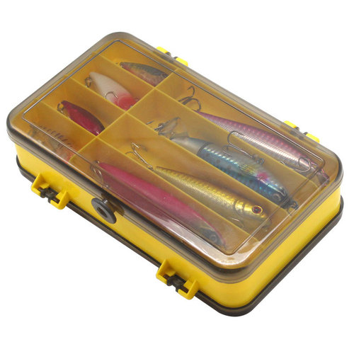 P type double-sided opening box portable bait storage box wooden shrimp box double-layer lure small accessories rock fishing box bait box
