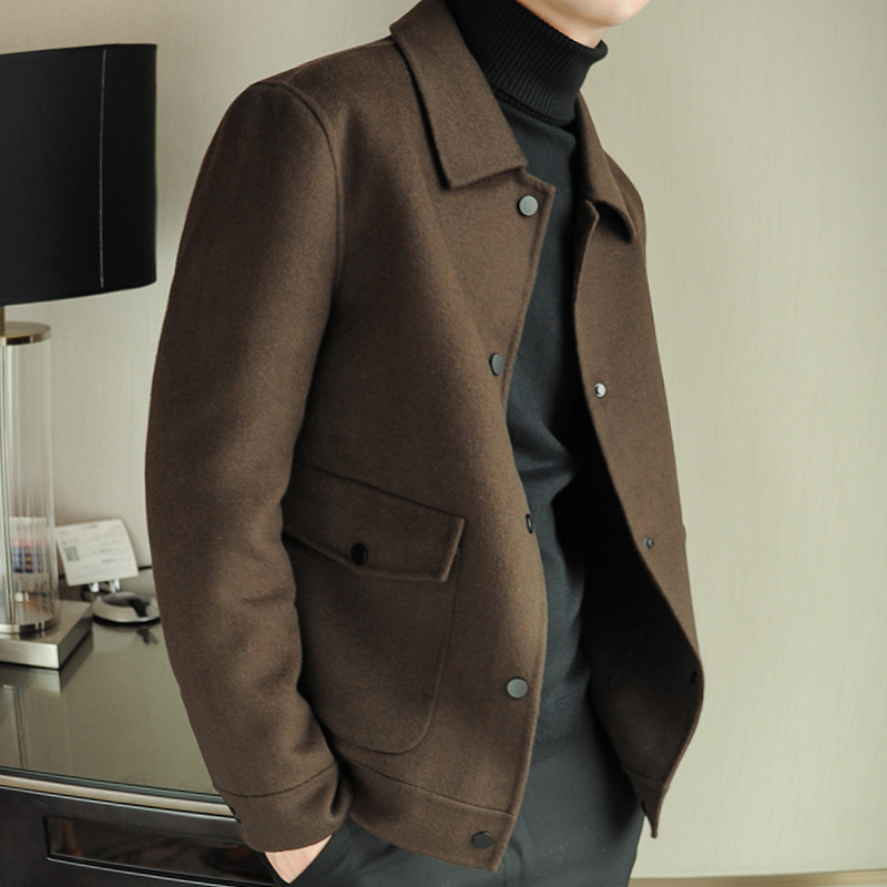 Spot Woolen Coat Men's Short Korean-style Woolen Nini Autumn and Winter Casual Double-sided Woolen Jacket Men's Outer