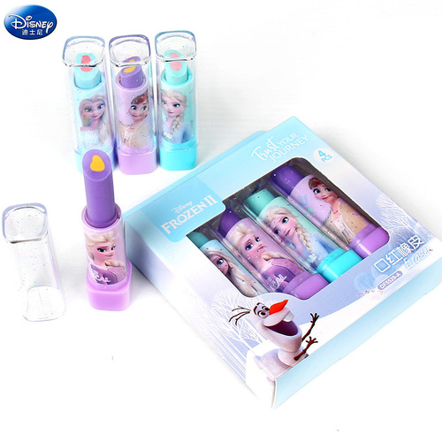 Disney Frozen Princess Lipstick Eraser Cute Cartoon Lipstick Style Girls Elementary School Eraser