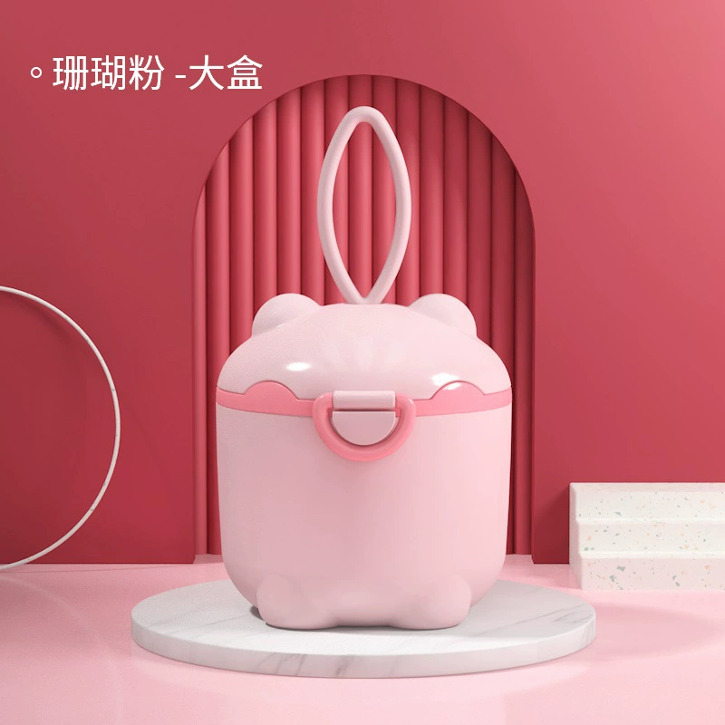Portable baby formula storage box, handheld multifunctional container with handle, cute animal designs, sizes S/L