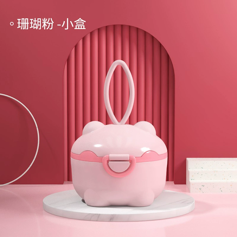 Portable baby formula storage box, handheld multifunctional container with handle, cute animal designs, sizes S/L