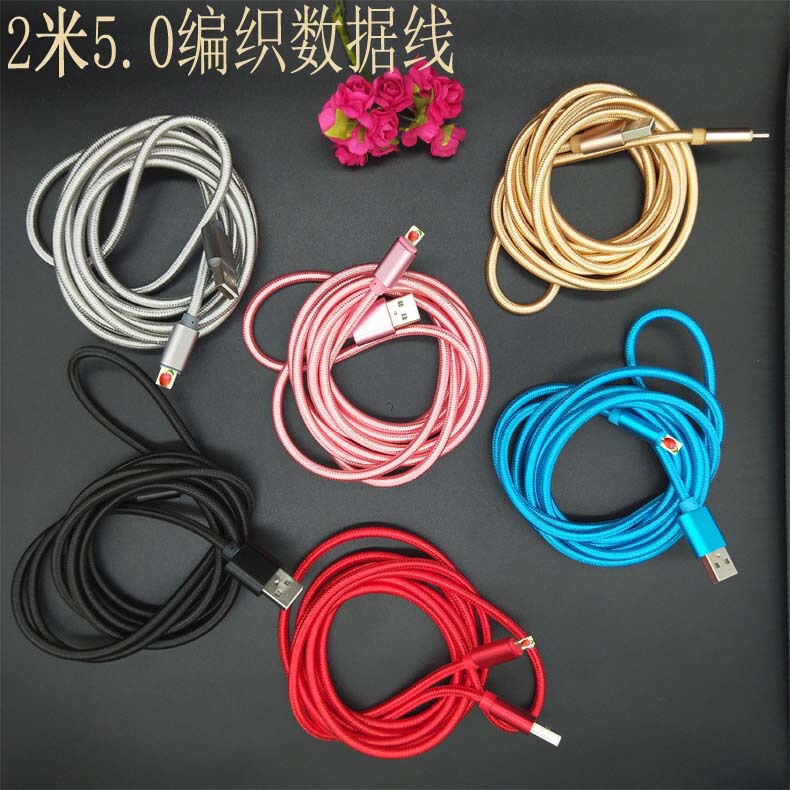 Hot sale 2 m 3 m thick nylon braided data cable nylon braided aluminum alloy USB mobile phone charging cable