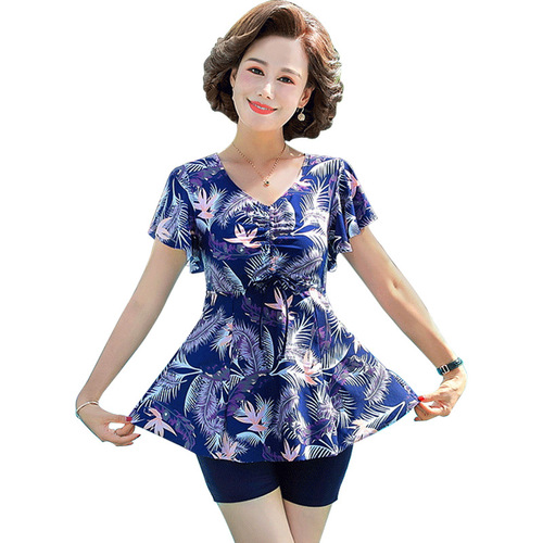 You swimsuit for mothers, belly-covering, slimming split, conservative middle-aged and elderly large size hot spring swimsuit.