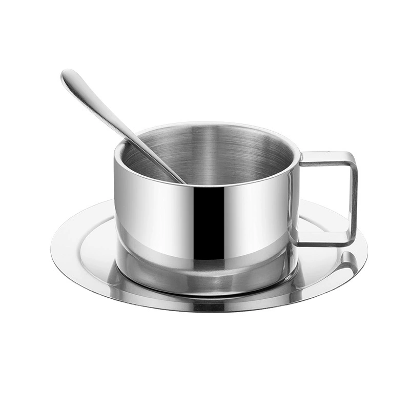 Набор кофейный из нержавеющей стали Yute Coffee, чашка для чая, нержавеющая сталь AISI 304, набор из 3 предметов, европейский стиль