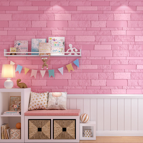 3D three-dimensional white brick pattern wallpaper self-adhesive waterproof wall sticker foam brick bedroom living room clothing store background wall wallpaper