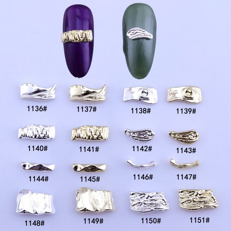 Nail zircon irregular rectangular metal sticker pattern accessories bright surface nail jewelry geometric pattern alloy Nail zircon irregular rectangular metal sticker pattern accessories bright surface nail jewelry geometric pattern alloy